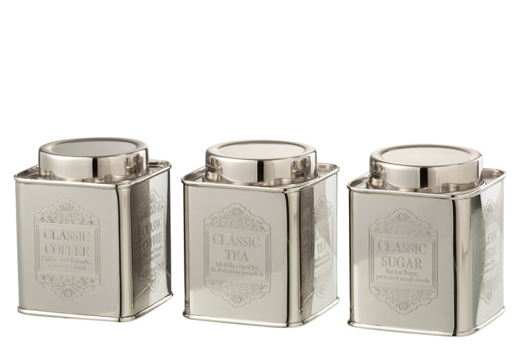 Voorraadpot Koffie/Suiker/Thee Stainless Steel set 3 