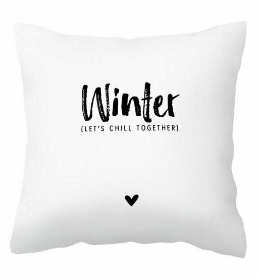 Kussen met berenklauw en tekst 'Winter let's chill together' Zoedt