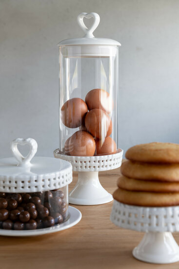 Cake Bord Onder Glas Keramiek Wit Small  J-Line