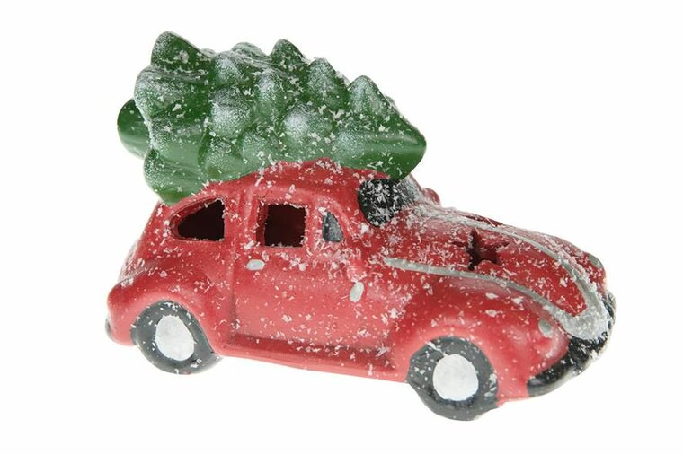 AUTO MET LICHT EN KERSTBOOM 14CM