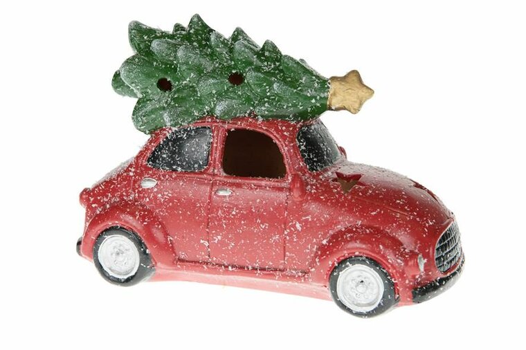 AUTO MET LICHT EN KERSTBOOM 22 CM.