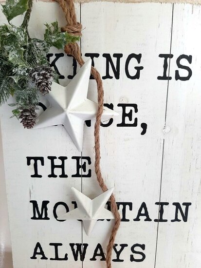 Kerststerren slinger wit metaal jute touw,