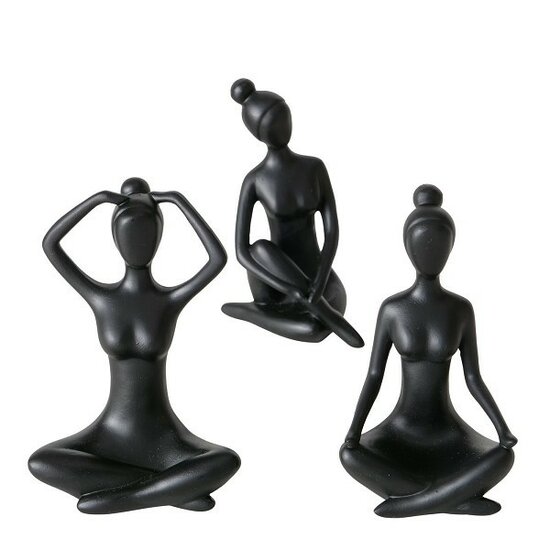  Yoga beeld vrouw zwart  L6cm x B5cm x H10cm