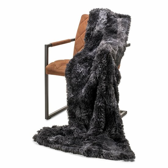 Plaid-dekens-Snow 150x200cm zwart hoog polig 
