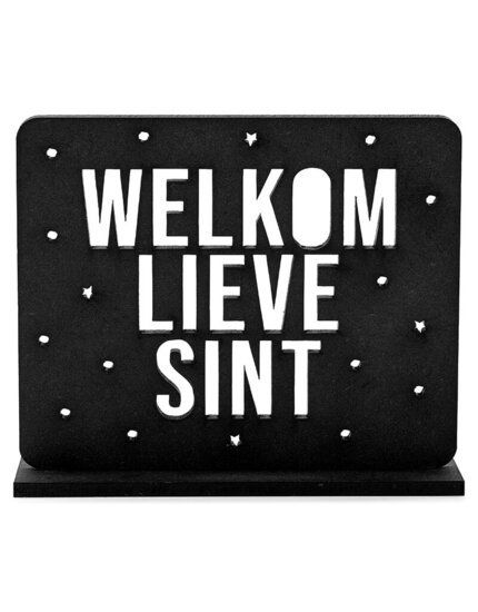 Houten Sinterklaas set bij grachtenpandjes - Welkom lieve Sint 