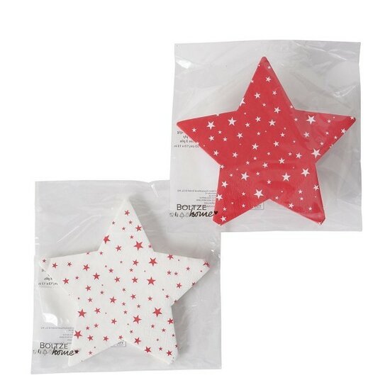 Kerstservetten in stervorm rood wit 12 stuks 15x15cm