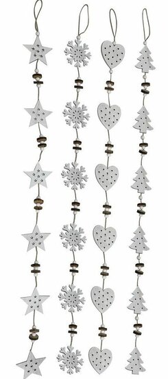 Hanger Xmas 4ass. 7x1x100cm White Washed