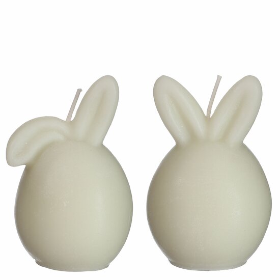 Kaars ''Bunny'' crème 2 ass D6,5 H9,5cm