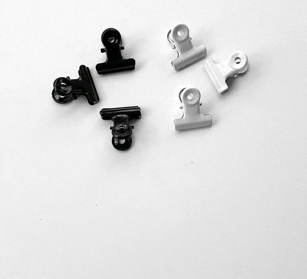 Bulldog clips/Papierklem zwart of wit set 3 stuks