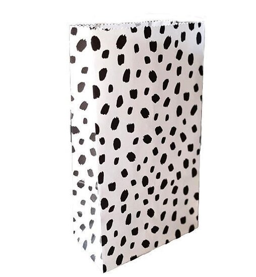 Blokbodem cadeau zakjes 26 cm Dots Zwart / Wit set 2