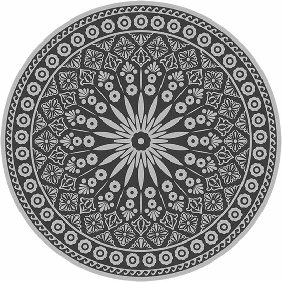 VLOERKLEED/BUITENTAPIJT GRIJS-WIT ROND170 X 0,3 CM.