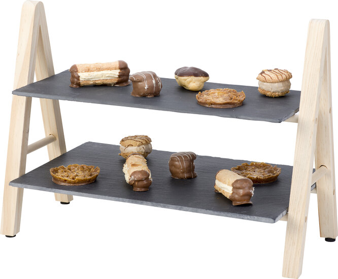 Etagère Leisteen Dennenhout in stander - 32X27X18CM