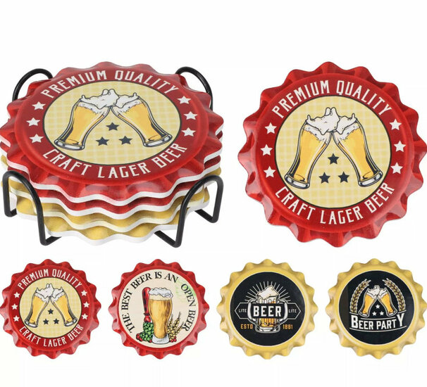 Onderzetters Bierflesdop in houder