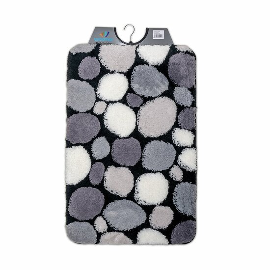 Badmat-Bidetmat Zwart wit grijs dots