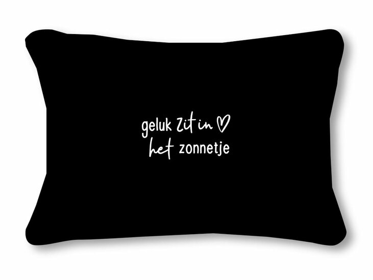 Buitenkussen 'Geluk zit in het zonnetje'/hartje  – 50x30cm 