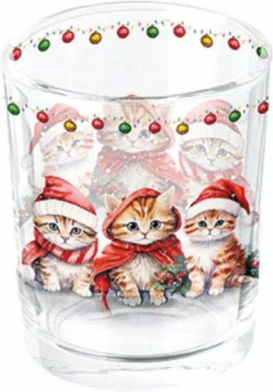 Theelichthouder funny cute kittens 5,5 x H6,6 cm