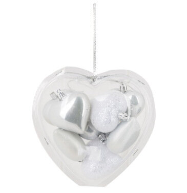 Kerstballen Hartjes in Hart 8 stuks wit