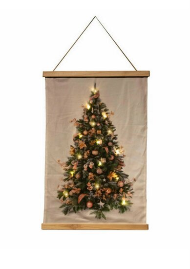 KERSTBOOM DOEK LED GRIJS 52X70CM MET 15 LED WANDKLEED