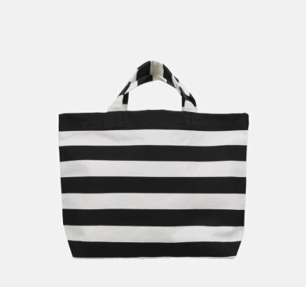 Katoenen tas zwart wit strepen