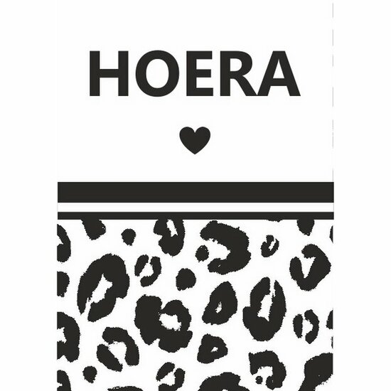 Kaart Hoera 12 x 17 cm Zwart Wit