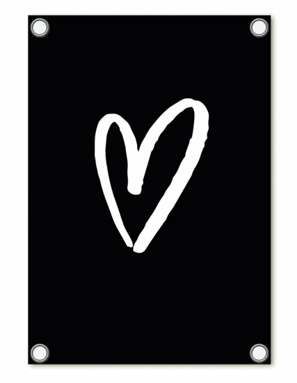 Tuinposter zwart met hart – buitenposter | 60x80cm ZOEDT