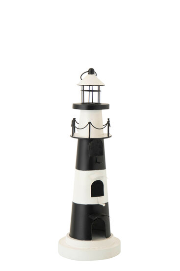Vogelhuisje Vuurtoren IJzer H63 cm Zwart/Wit J-Line