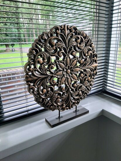 Ornament Bloem zwart goud H45cm Raamdecoratie