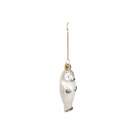 Kerstbal/Kersthanger - Zeehond - Glas - Wit 
