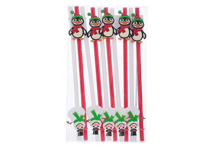 RIETJES SNEEUWMAN-PINGUIN SET10 HERBRUIKBAAR