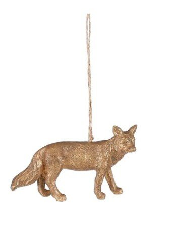 Kerstbal/Ornament vos goud - l9,5xb3xh5,5cm