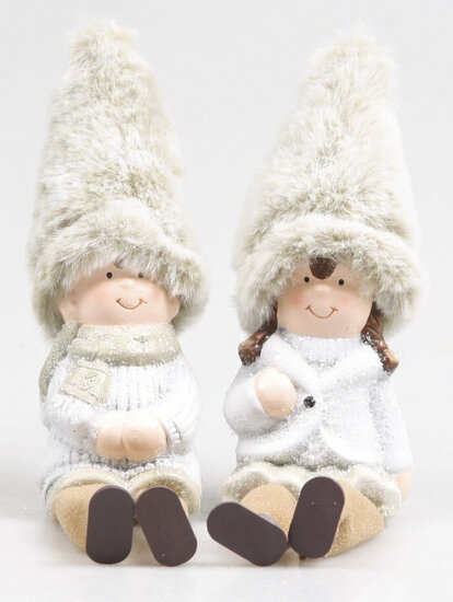 Set winterkinderen met bungelbenen 27 cm.