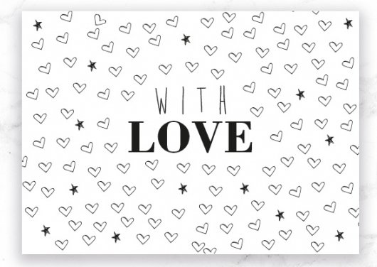 Kaart zwart wit With Love