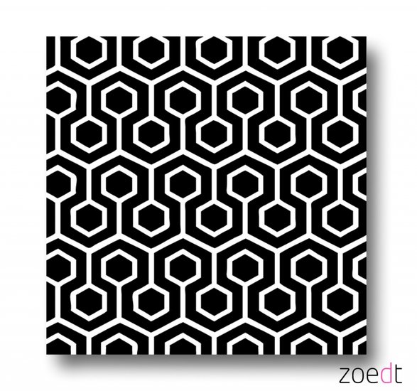 Canvasdoek | Honingraat | Wit/Zwart