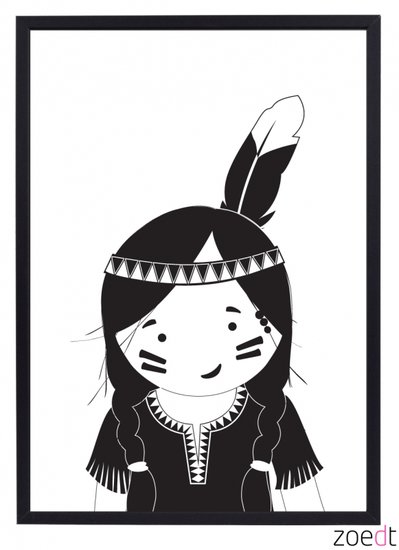 Poster Indianen meisje 30 x 40 cm.