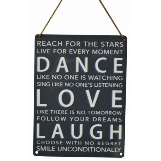 Tekstbord | metaal | Dance Laugh Love