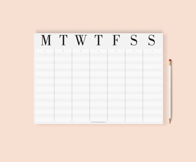  Weekplanner  dagen v.d week