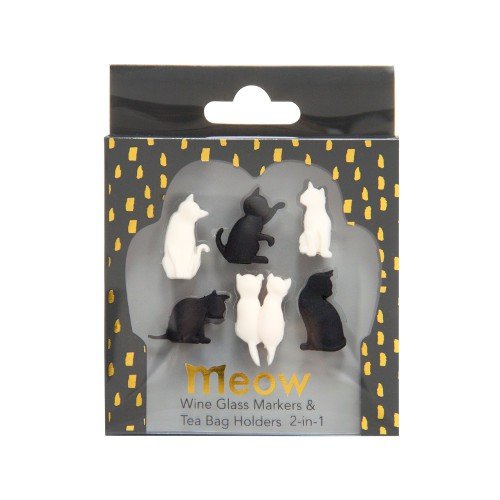 Wijnglas markers/Theezak houder Katten