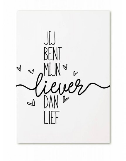 Kaart  | Jij bent mijn liever dan lief/ Hartjes