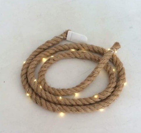 Jute touw met 20 LED lichtjes 150 cm.
