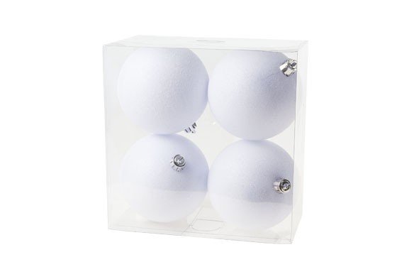 Kerstballen WIT kunststof 10 cm set 4