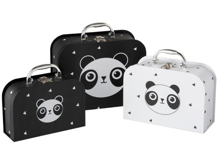 Koffers set 3 Panda Zwart/Wit  J-LINE