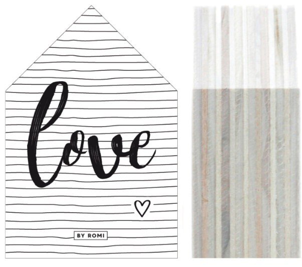 Huisje | Houtprint |Love Stripes
