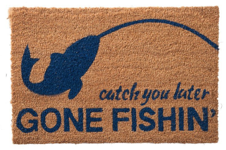Deurmat Gone Fishing Naturel/Blauw