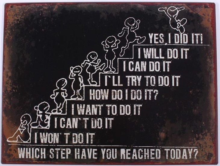 Tekstbord | Which step have you reached today?